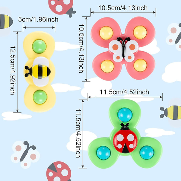 3-pakkaus imukuppipyöriviä leluja lapsille - Hauskoja ja kestäviä leluja taaperoille
