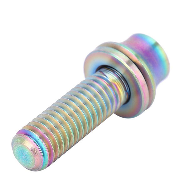 Cykel titaniumlegering vandflaskeholder skruebolt M5x12/16mm med skive (Rainbow M5x16)