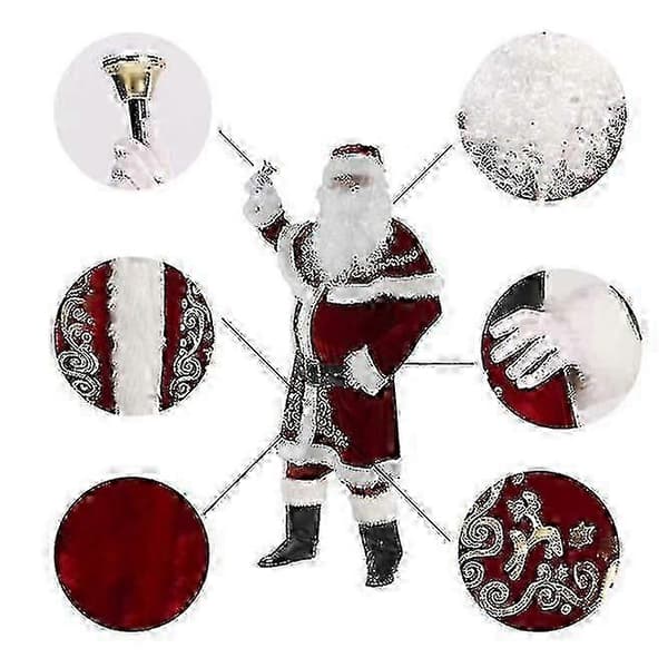 Julemandskostume til mænd, 8 dele, luksusfløjl til julefrokosten M