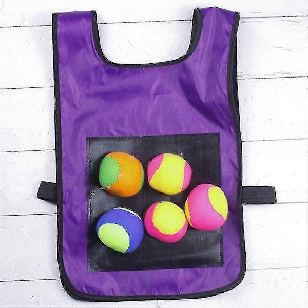 Dodgeball Klibbväst Utomhus Kastspel Med 5 Bollar För Barn Utomhusaktivitet Spel ZD.16 Lila