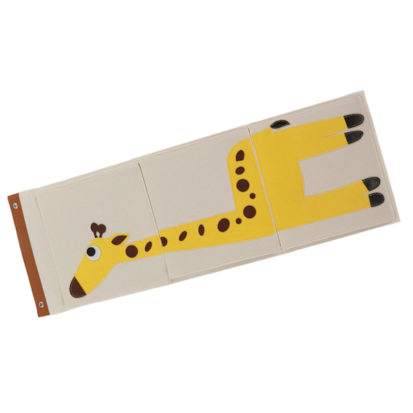 Väggmonterad förvaringsväska 3 lager garderob spjälsäng tecknad filt djurtyp över dörrhängande förvaringsväska giraff 100,7x34,8cm