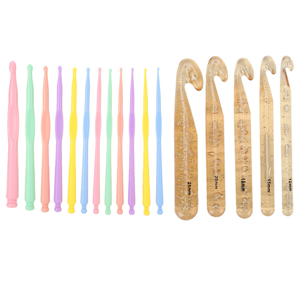 17 st virknålsset kristall virknålar DIY stickningsverktyg tröja nålstickningstillbehör