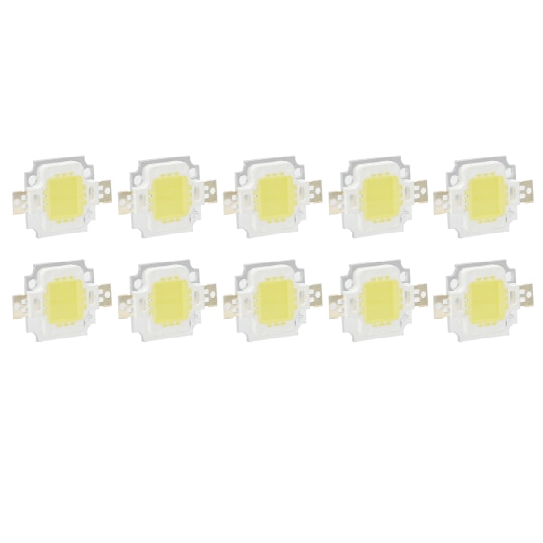 10 STK COB lyskilde 10W /6500K integrert LED-brikke 12V/700mA for DIY-lampetilbehør Rent hvitt lys