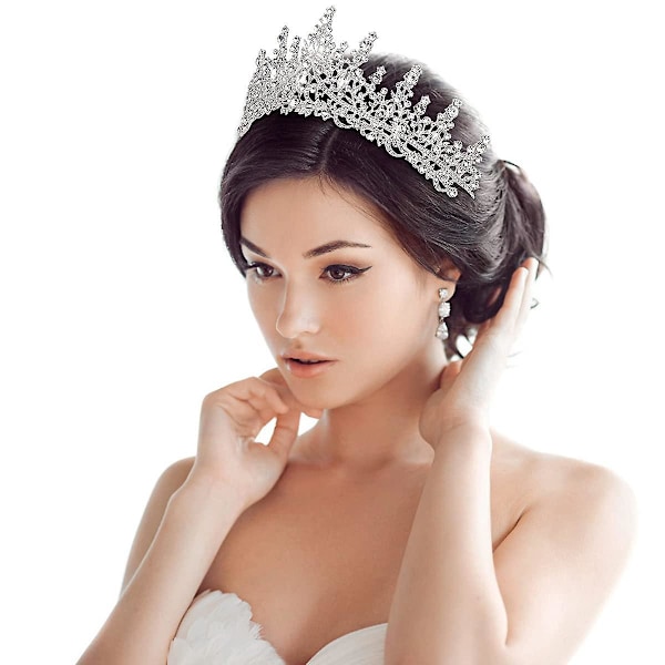 Krystall Sølv Bryllups Tiara for Kvinner - Elegant Brudkrone Hodebånd