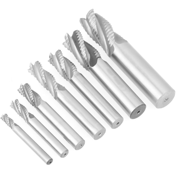7 stk./sæt 4 Flutes 6-20mm HSS End Mill Router Bit Roughing Chipbreaker Fræser