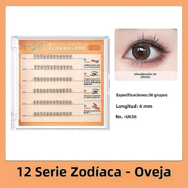 Limfria Falska Ögonfransar Zodiac-serien 12 Tecken C-Kurvor 0.05mm Segmenterade Självhäftande Syntetiskt Hår Längd 1cm-1.5cm U636