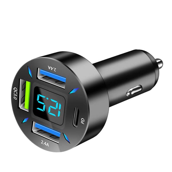 USB Biloplader PD QC3.0 2.4A Port Flere Beskyttelse Cigartænder Oplader Adapter til Telefon Tablet