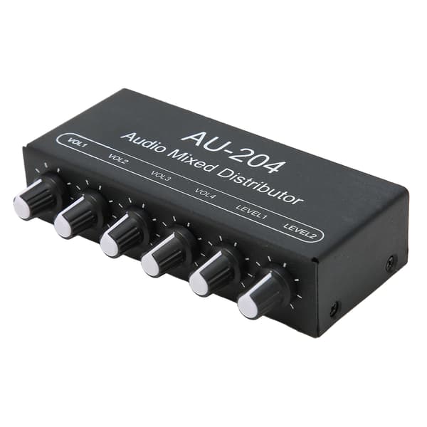 Stereo lydsignalmixer 2 ind 4 ud 3,5 mm interface stereo hovedtelefonforstærker mixer til studie og scene DC 5-15V