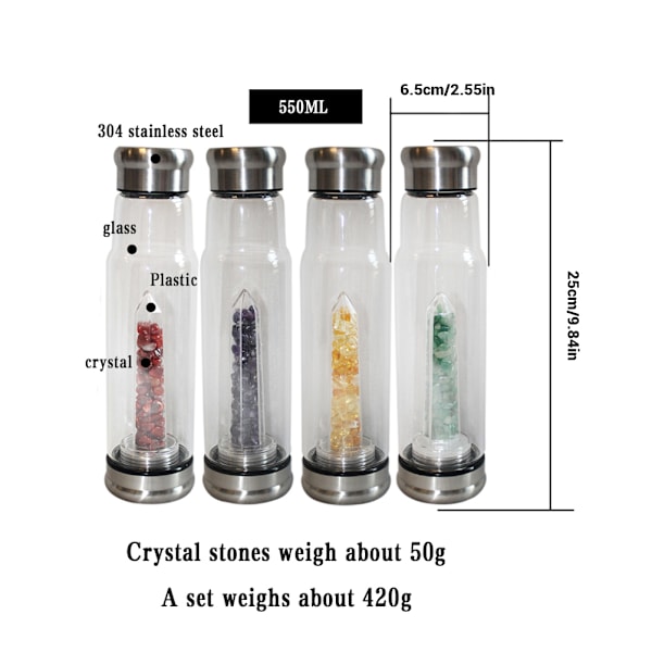 550ml Energiglass Krystall Vannflaske Energivannflaske