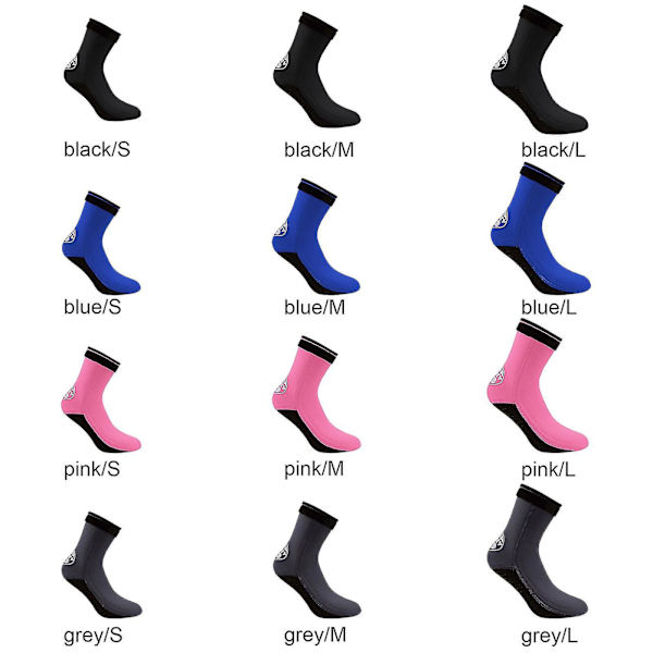 3mm neopreeniset snorkkelisukat naisille ja miehille - uinti-, sukellus- ja surffauskengät (musta)