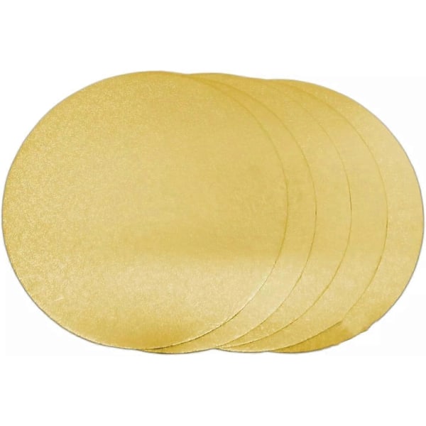 8 tommer Rund Form Gull 2MM Tykkelse Kakebrett Kake Display Base (Pakke med 5)