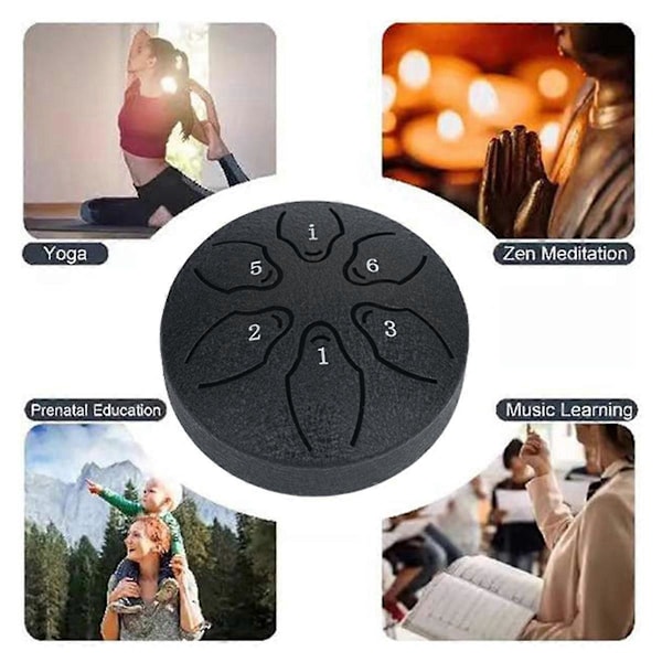 6 Toner 3 Tum Chakra Tank Drum Percussion Vadderade Klubbor Lila