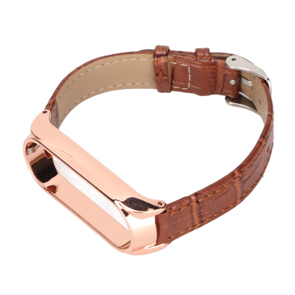 Snabbkoppling Läderklockarmband Bambu Mönster Klockarmband Handledssmartwatch Remband Ersättning för Xiaomi Mi Band 6 5 NFCBrun Guld