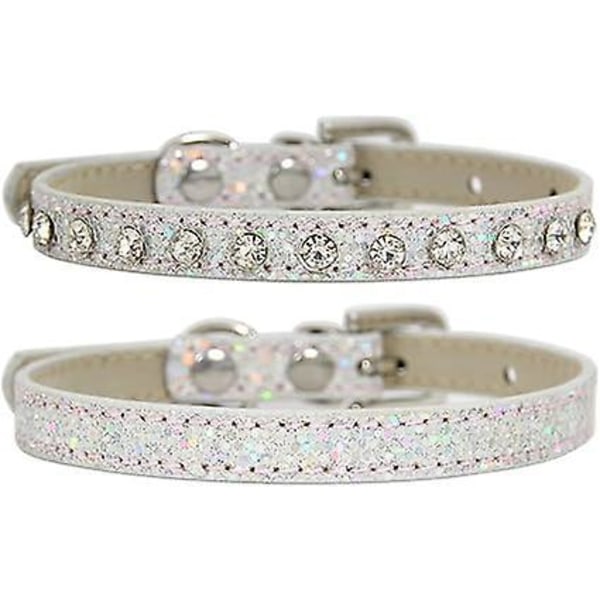Katthalsband, 2 stycken glittertyg katthalsband med diamanter, justerbart valphalsband, glitterhalsband för hundar och katter