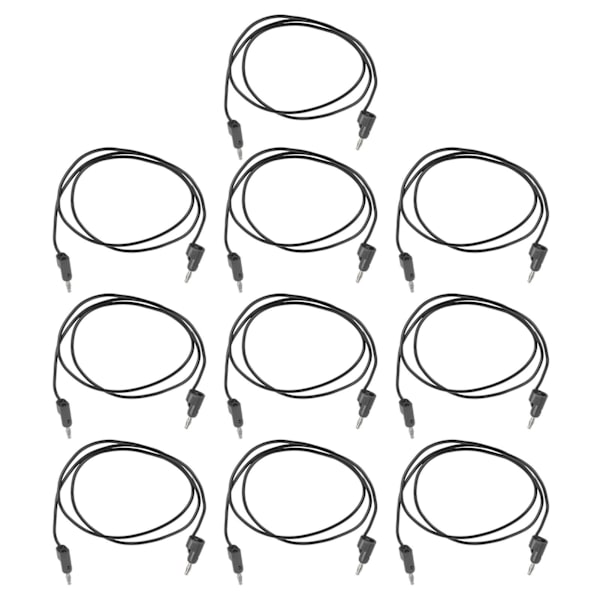 10 sæt bananstik testledninger han til han messing kerne ledning elektrisk test J.70006 4MM sort