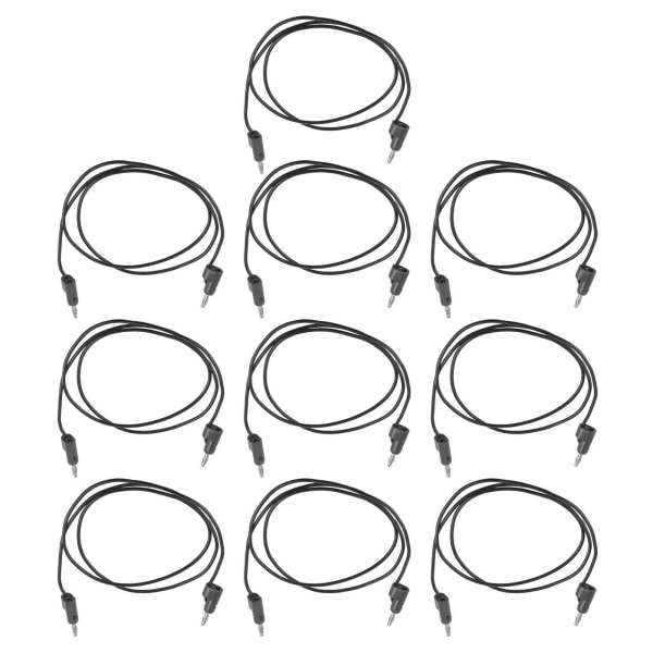 10 set banaanipistoketestijohdot uros-uros messinkiydinjohdon sähkötestaus J.70006 4 mm musta