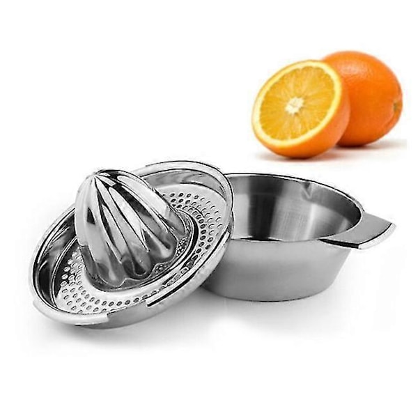 Citronpresser i rustfrit stål, juicer med skål til appelsiner, citroner og frugt, hjemmelavet juice i køkkenet 5.29