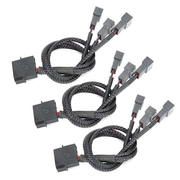 3 stk forlengelseskabel 1 til 3-veis splitter hylset 4-pin til 4-pin + 3-pin adapter