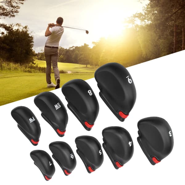 9 kpl Musta Kestävä PVC Golfmailan Pään Suojus Golfvarusteet