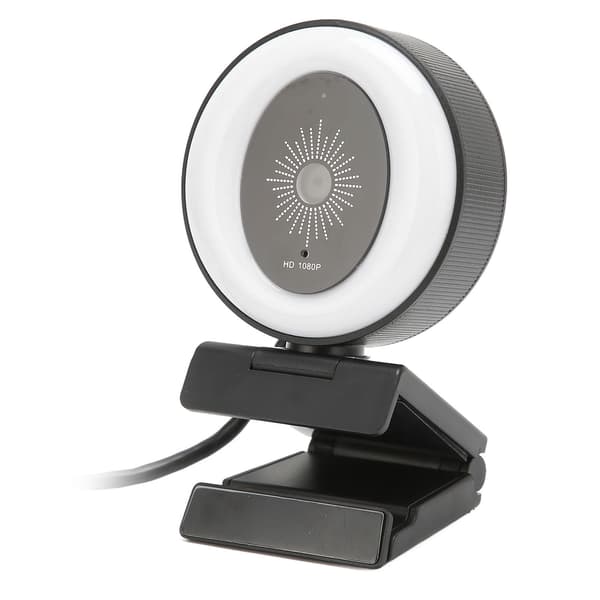 USB webkamera Full HD 1080P 30fps Justerbart ringlys Støyreduserende innebygd mikrofon Strømme-webkamera