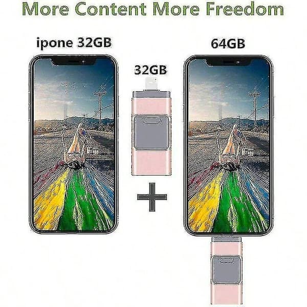4-i-1 USB-minnepinne, minnepinne for iPhone, iPad, PC, iOS og Android (128 GB, rød) Rød Red 64GB