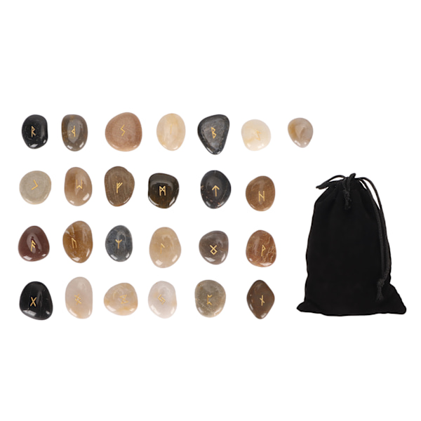 25 stk Rune Stones Set Held og lykke Eliminer negativitet Letvægts spådomsværktøjer til Housewarming Meditation