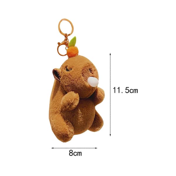 Capybara plyschnøglering blød capybara vedhæng til voksne drenge piger børn ternet sløjfe Persimmon Persimmon 8x11.5cm