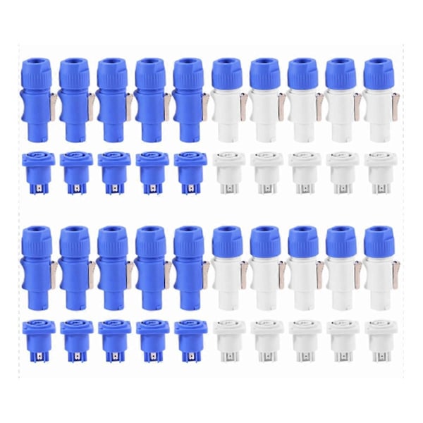 20-pack PowerCON Typ A NAC3FCA+NAC3MPA-1 Chassi Kontakt Panel Adapter