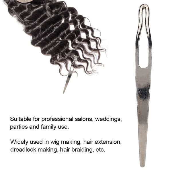 2 st Dreadlocks Hårförlängning Virknål Verktyg för Peruk Dreadlock Flätning Hår Silver