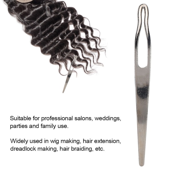 2 stk Dreadlocks Hair Extension Heklenål Verktøy for parykk Dreadlock flette hår Sølv