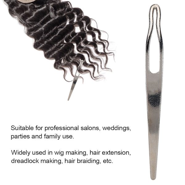 2st Dreadlocks Hårförlängning Virknål Verktyg för peruk Dreadlock fläta hår Silver