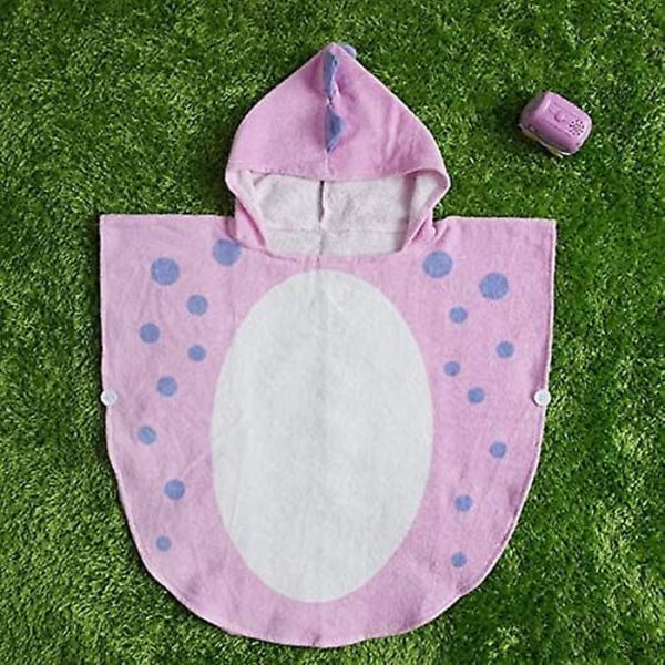 Cartoon Unicorn Dinosaur Huva Handduk för Barn, 0-4 År, Rosa