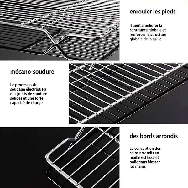 Grillgaller för rektangulär snabbmatsgrill - Kyl- och grillgaller med fyrkantig droppbricka och fötter (Enkel nät 16x2)