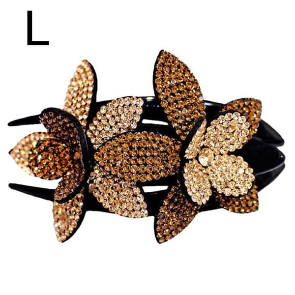 Rhinestone Duckbill Hårklype Glitrende Dobbel Blomst Hårstyling Barrettes for Kvinner Jenter Champagne Kaffe L