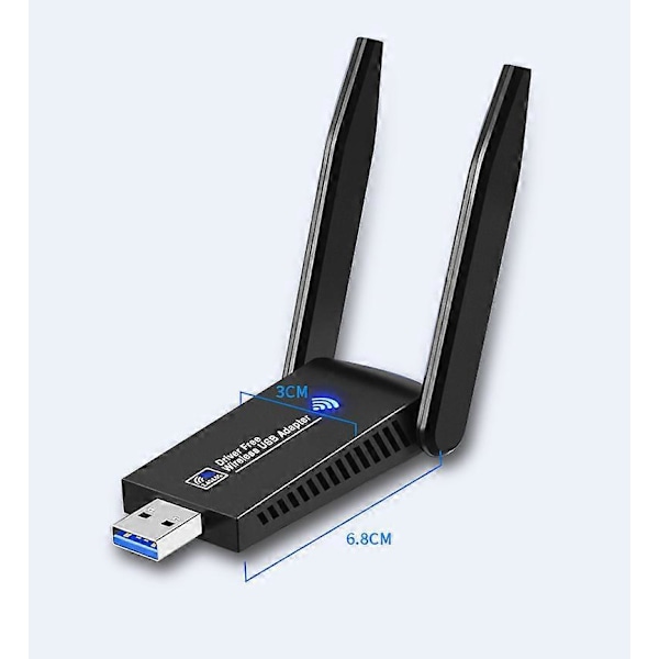 Tehokas Dual Band USB 3.0 WiFi -sovitin, 2.4G / 5.8GHz, WiFi-adapteri PC:lle/Kannettavalle/Tabletille, Yhteensopiva Windows 11/10/8/7/Vista/XP, Mac OS X kanssa