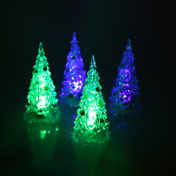 Bordslampa LED Julgran 7 Färgförändrande Ljusa Akryl Julgranar med Ornament Jul Dekoration