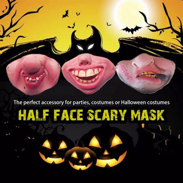 Rolig festmask för vuxna Latex Clown Cosplay Halvt ansikte Hemsk Skrämmande mask Maskerad Halloweenfest Karneval Födelsedagspresent