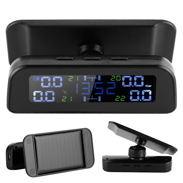 TPMS Däcktrycksövervakningssystem Solenergi och USB-laddning med 4 externa sensorer