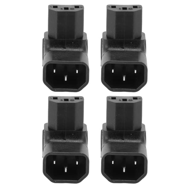 4 stk. C14 til C13 Adapter 90 Grader 2500W 2.5A til 10A 250V PVC Kobber IEC Strømadapter til UPS PDU UPS Computer