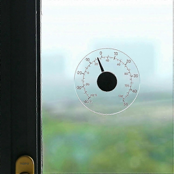 Fönstertermometer för utomhus och inomhus, inget batteri krävs, transparent urtavla, vädertermometer, exakta avläsningar för hem, kontor, uteplats
