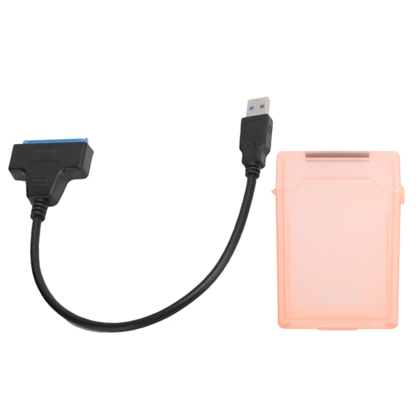 Harddiskadapterkabel 2,5 tommer SATA USB3.0 HDD/SSD konverterkabel med beskyttelsesboks rød
