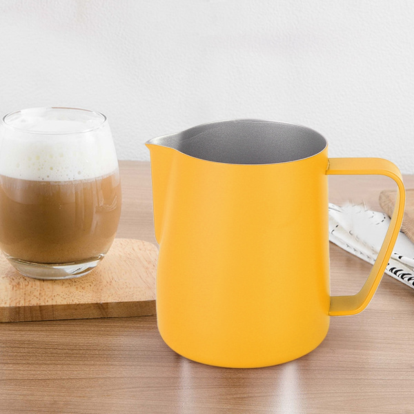 350 ml mjölkskumningskanna i rostfritt stål Skummare Kaffe Latte Behållare Kopp Kafferedskap Gul