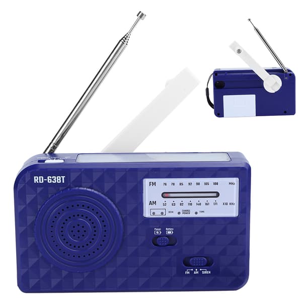 RD638 ABS Solenergi Nöd Multifunktionell Handvevsradio Stödjer FM/AM-funktion Blå