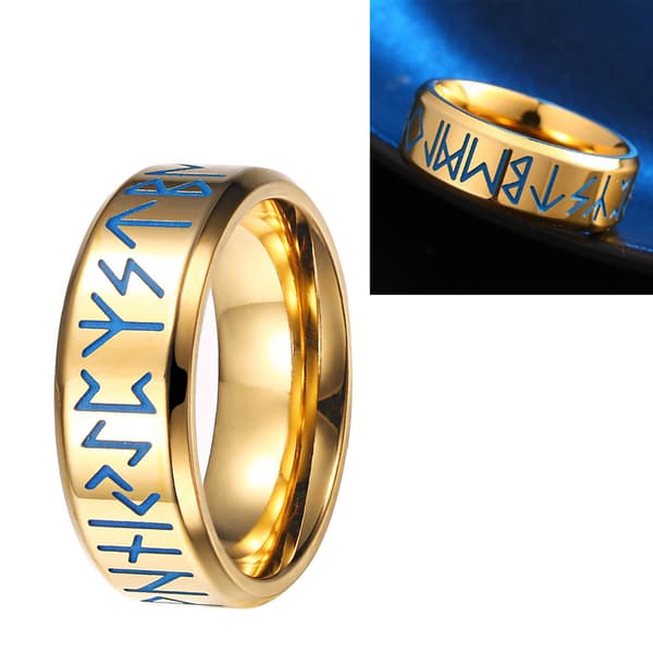 Mænd Titanium Stål Ring Graveret Guld Lysende Moderigtig Blank 18,2 mm Indvendig Diameter Ring