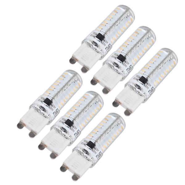 6 stk. G9 pære 72LED lille pære 5W 220V silikone loftslampe væglampe pære til hjem varmt lys