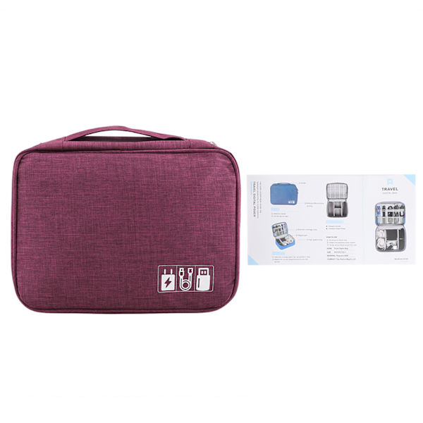 Bærbar oppbevaringspose for USB-kabel Power Bank Hodetelefon Digital Garget Organizer (lilla)