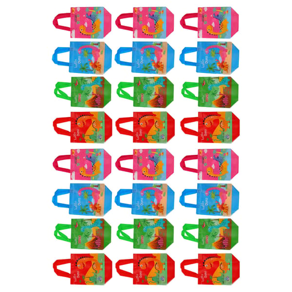 24 stk. søde dinosaur-gaveposer, foldbare, nonwoven dinosaur-festposer til fødselsdagsfester, babyshower