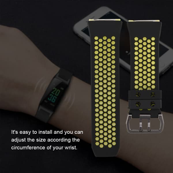 Silikone Sportsarmbånd Erstatningsfarverem til Fitbit Ionic Stor Størrelse Sort og Grøn