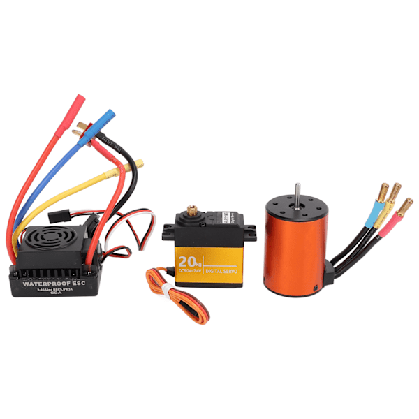 3650 3900KV Borstlös Motor 60A ESC 20kg Styrväxel Set Uppgraderad Vattentät för 1/10RC Fjärrkontrollbil