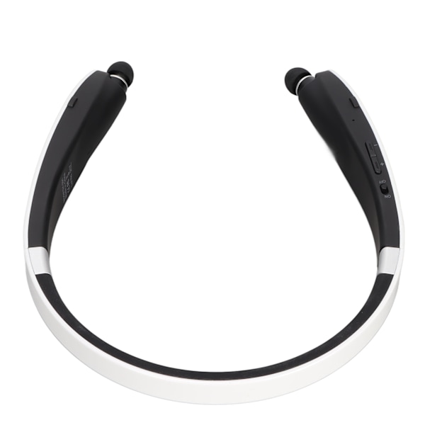 Bluetooth hörlurar med nackband Stereo brusreducerande hopfällbara infällbara öronsnäckor Trådlöst headset med mikrofon Vit